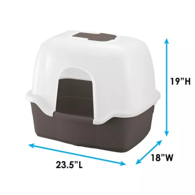 Richell Paw Trax Wide Hooded Cat Litter Box For Large Cats Or Multi-Cat Households, Scoop Included - Image 2