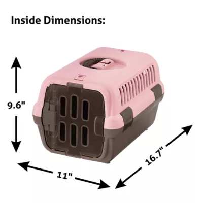 Richell Pet Travel Carrier II W/ Portable Handle, Seat Belt Latch & Slotted Door For Veiwing, Pink - Image 2