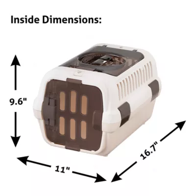 Richell Double-Door Collabsible Pet Travel Carrier W/ Portable Handle & Seat Belt Latch, White - Image 2