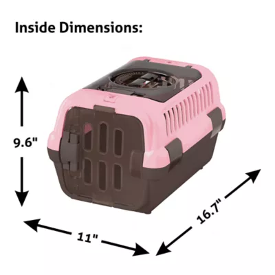Richell Double-Door Collabsible Pet Travel Carrier W/ Portable Handle & Seat Belt Latch, Pink - Image 2