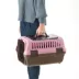 Richell Double-Door Collabsible Pet Travel Carrier W/ Portable Handle & Seat Belt Latch, Pink image thumbnail 3