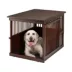 Richell Wooden End Table Dog Crate, Furniture-Style Pet Enclosure W/ Removable Sliding Tray, Brown image thumbnail 4