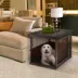 Richell Wooden End Table Dog Crate, Furniture-Style Pet Enclosure W/ Removable Sliding Tray, Brown image thumbnail 5