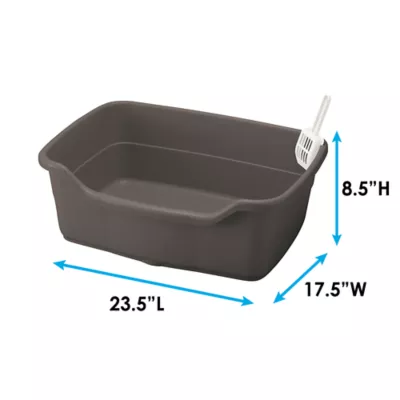 Richell Paw Trax Wide Pan Cat Litter Box For Large Cats Or Multi-Cat Households, Scoop Included - Image 2