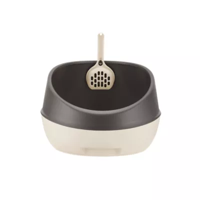Richell Paw Trax Open-Pan Rimmed Cat Litter Box Made W/ Durable Plastic, Scoop Included - Image 2
