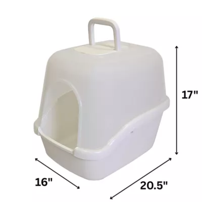 Richell Paw Trax Enclosed Hooded Cat Litter Box With Built-In Handle & Removable Hood - Image 2