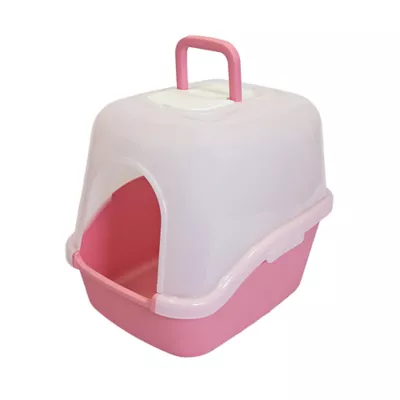 Richell Paw Trax Enclosed Hooded Cat Litter Box With Built-In Handle & Removable Hood - Image 1
