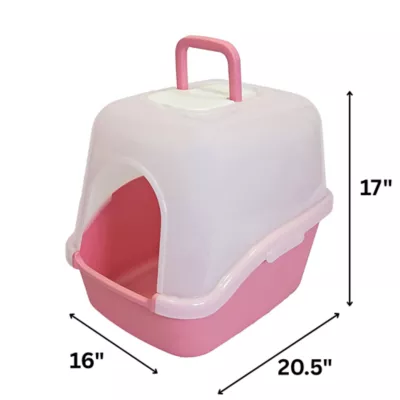 Richell Paw Trax Enclosed Hooded Cat Litter Box With Built-In Handle & Removable Hood - Image 2
