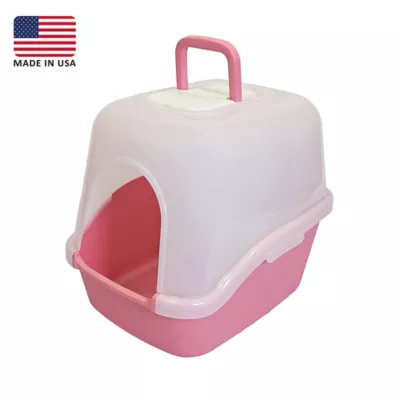 Richell Paw Trax Enclosed Hooded Cat Litter Box With Built-In Handle & Removable Hood - Image 3