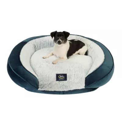 Serta Oval Orthopedic Couch Pet Bed - Blue, Gray, Taupe - Image 2