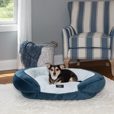 Serta Oval Orthopedic Couch Pet Bed - Blue, Gray, Taupe - Image 3