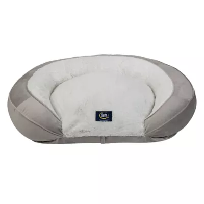 Serta Oval Orthopedic Couch Pet Bed - Blue, Gray, Taupe - Image 1