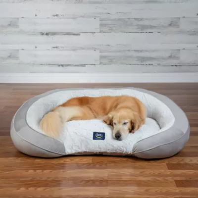 Serta Oval Orthopedic Couch Pet Bed - Blue, Gray, Taupe - Image 2