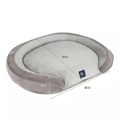 Serta Oval Orthopedic Couch Pet Bed - Blue, Gray, Taupe - Image 3