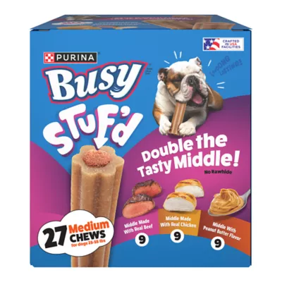 Purina Busy Stuf'd Variety Pack Medium Breed Dog Chews - Beef, Chicken or Peanut Butter Flavor - Image 1
