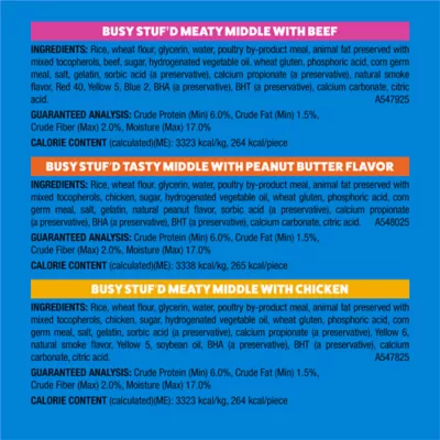 Purina Busy Stuf'd Variety Pack Medium Breed Dog Chews - Beef, Chicken or Peanut Butter Flavor - Image 4
