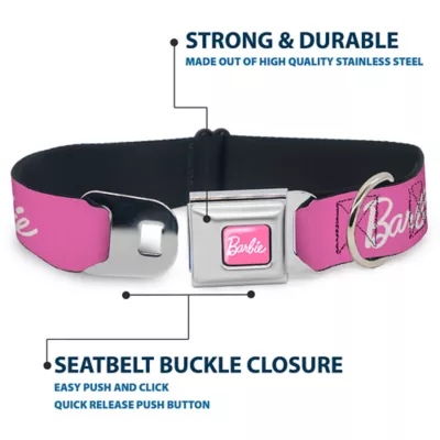 Buckle-Down Mattel Barbie Signature Script Logo Seatbelt Dog Collar - Image 4