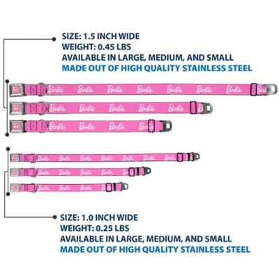 Buckle-Down Mattel Barbie Signature Script Logo Seatbelt Dog Collar - Image 3