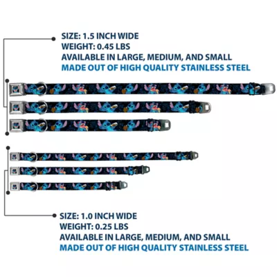 Buckle-Down Disney Lilo & Stitch Snacking Poses Seatbelt Dog Collar - Image 3