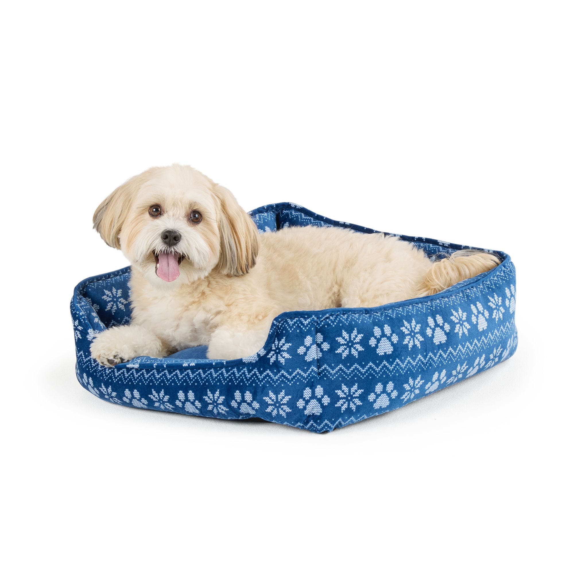 Merry & Bright® Navy Fair Isle Holiday Dog Cuddler Bed