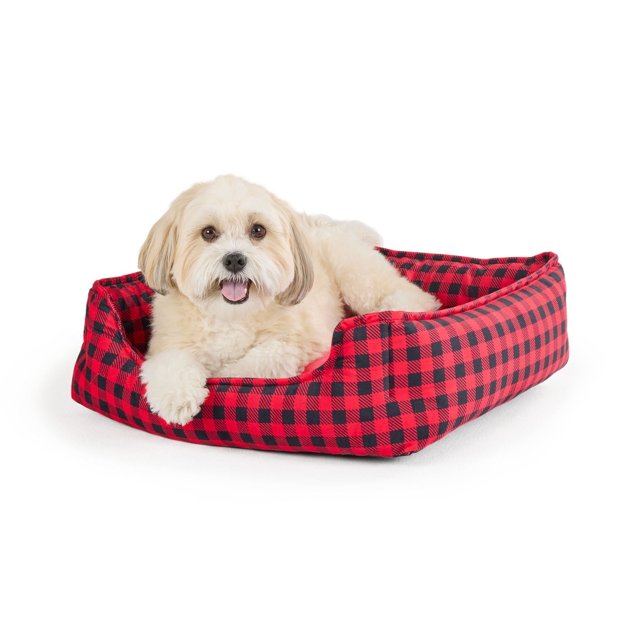 Merry & Bright® Red & Black Buffalo Check Holiday Dog Cuddler Bed