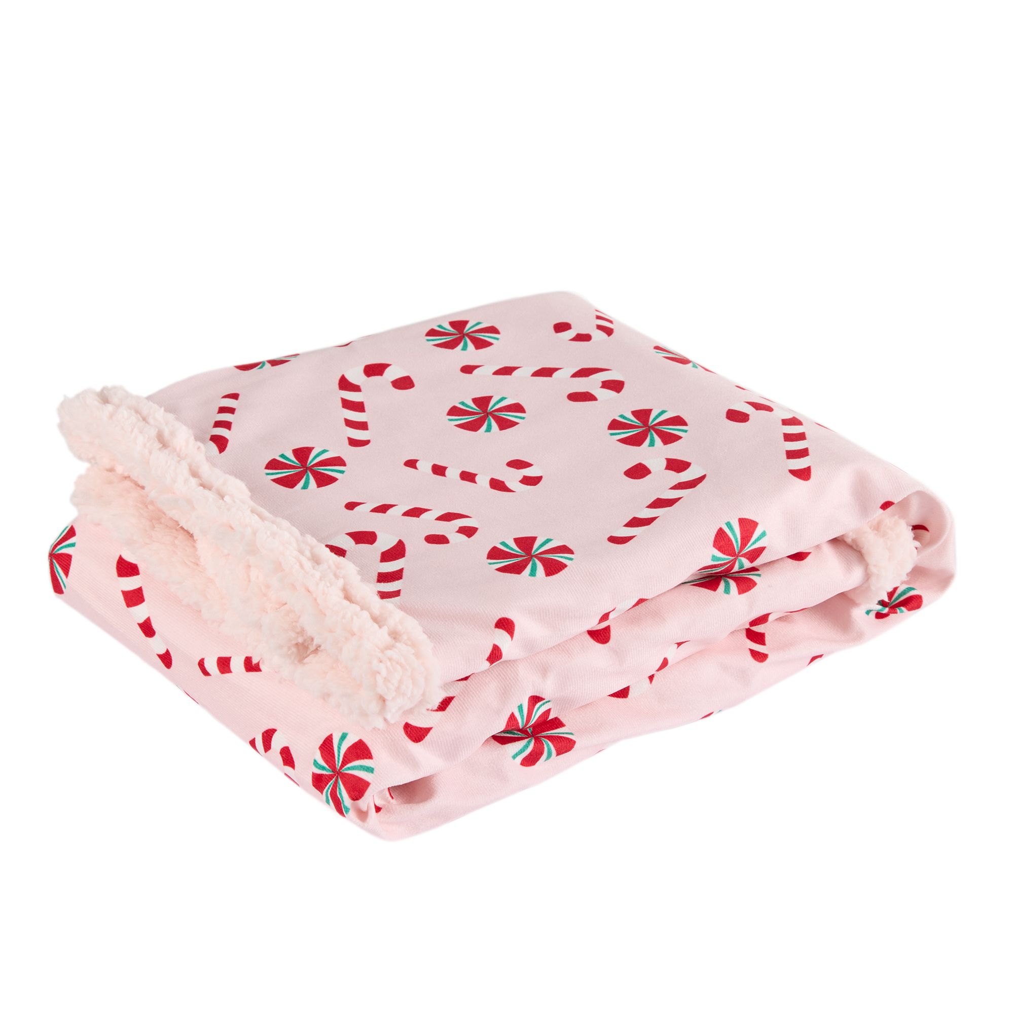 Merry & Bright® Pink Candy Cane Holiday Dog Blanket