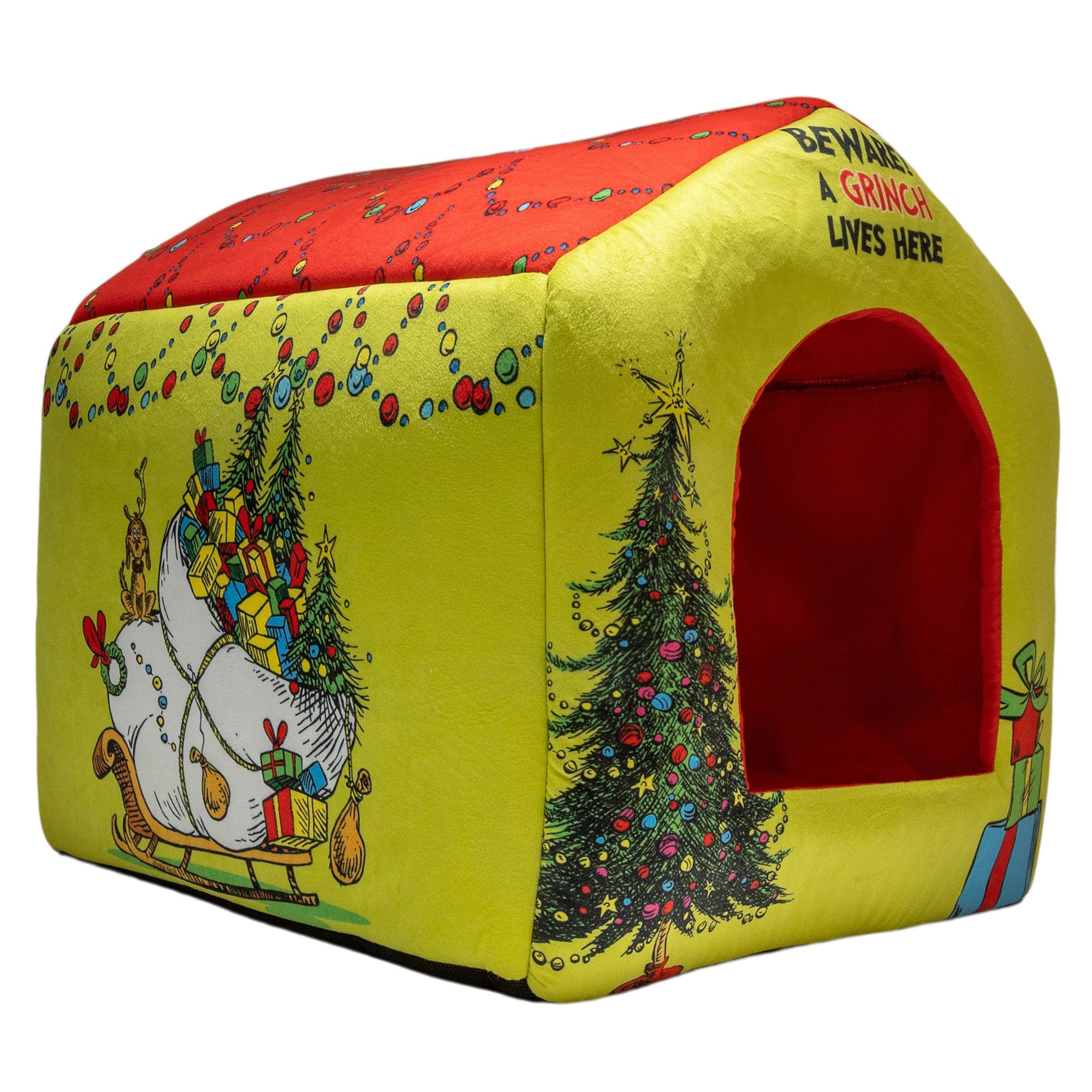 The Grinch Holiday Cat Hut Bed, 15.75 x 16 x 16.5