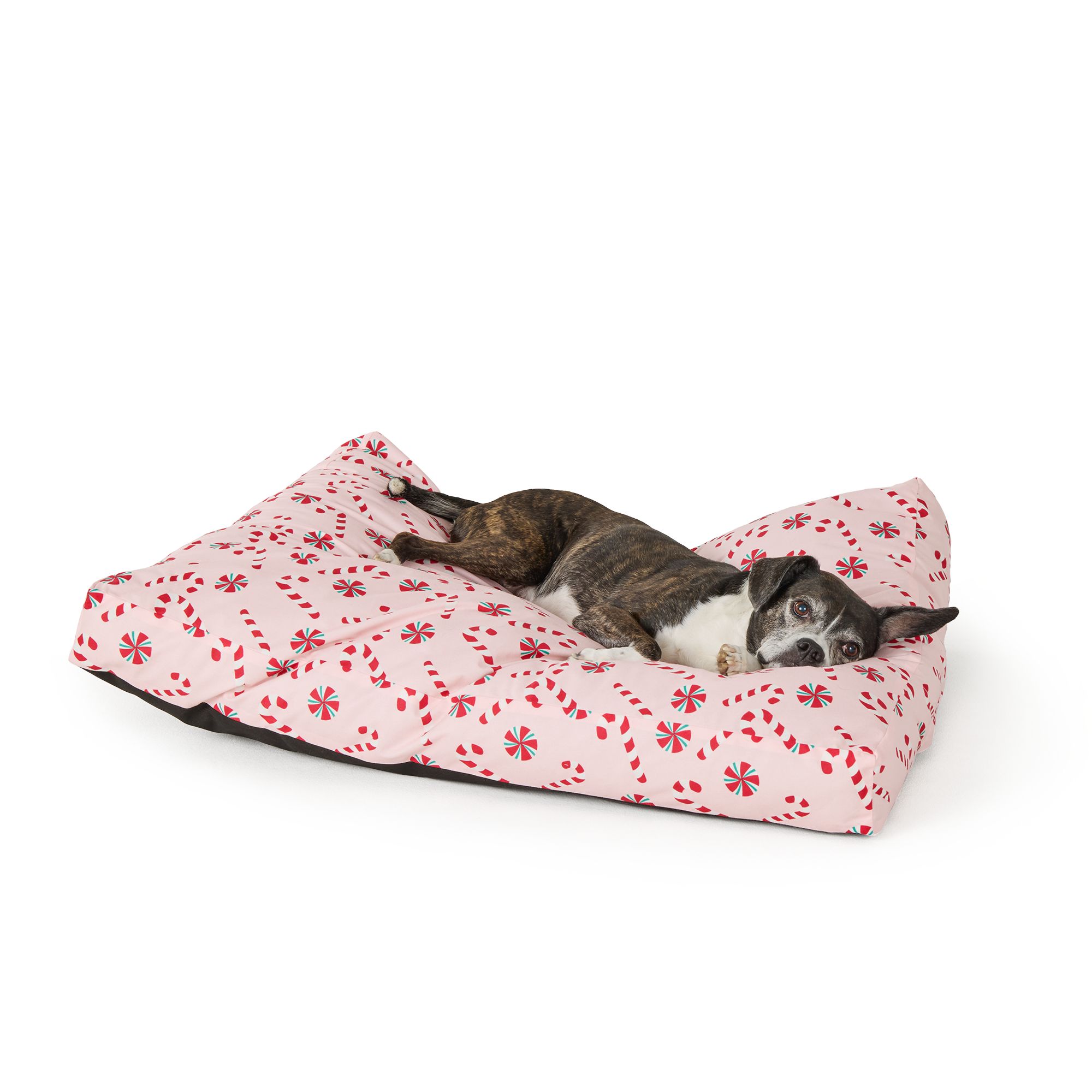 Merry & Bright® Pink Candy Cane Holiday Dog Pillow Bed