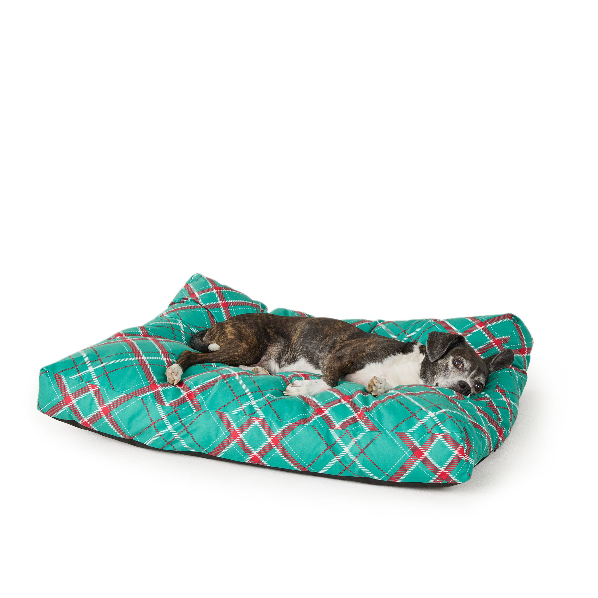 Merry & Bright® Green & Red Plaid Holiday Dog Pillow Bed