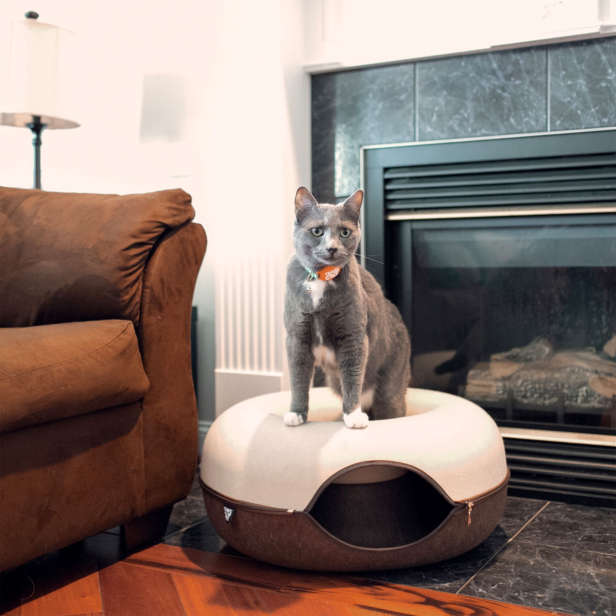 Travel Cat® Donut-Shaped Cat Hideaway Cave & Scratcher Cat Bed