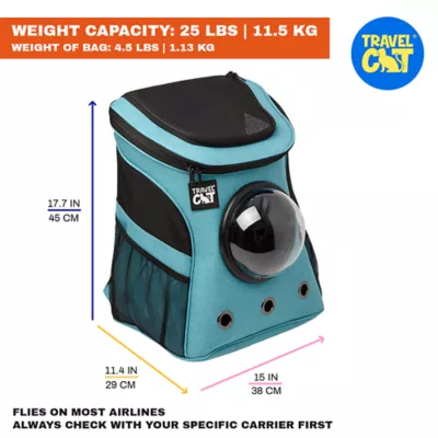 Travel Cat® Fat Cat Backpack Carrier W/ Bubble Window For Cats Up To 25lbs, Airline Approved - Image 9