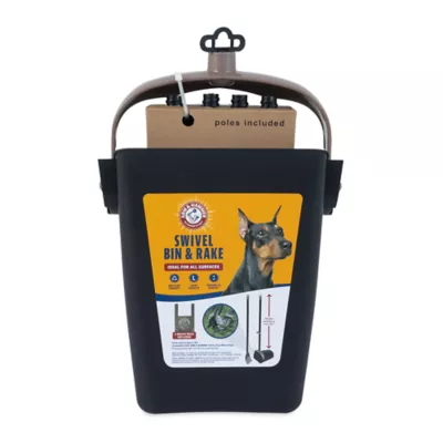 Arm & Hammer Dog Pooper Scooper, Swivel Bin & Rake for Dog Waste, 2 Heavy Duty Waste Bags Included - Image 1