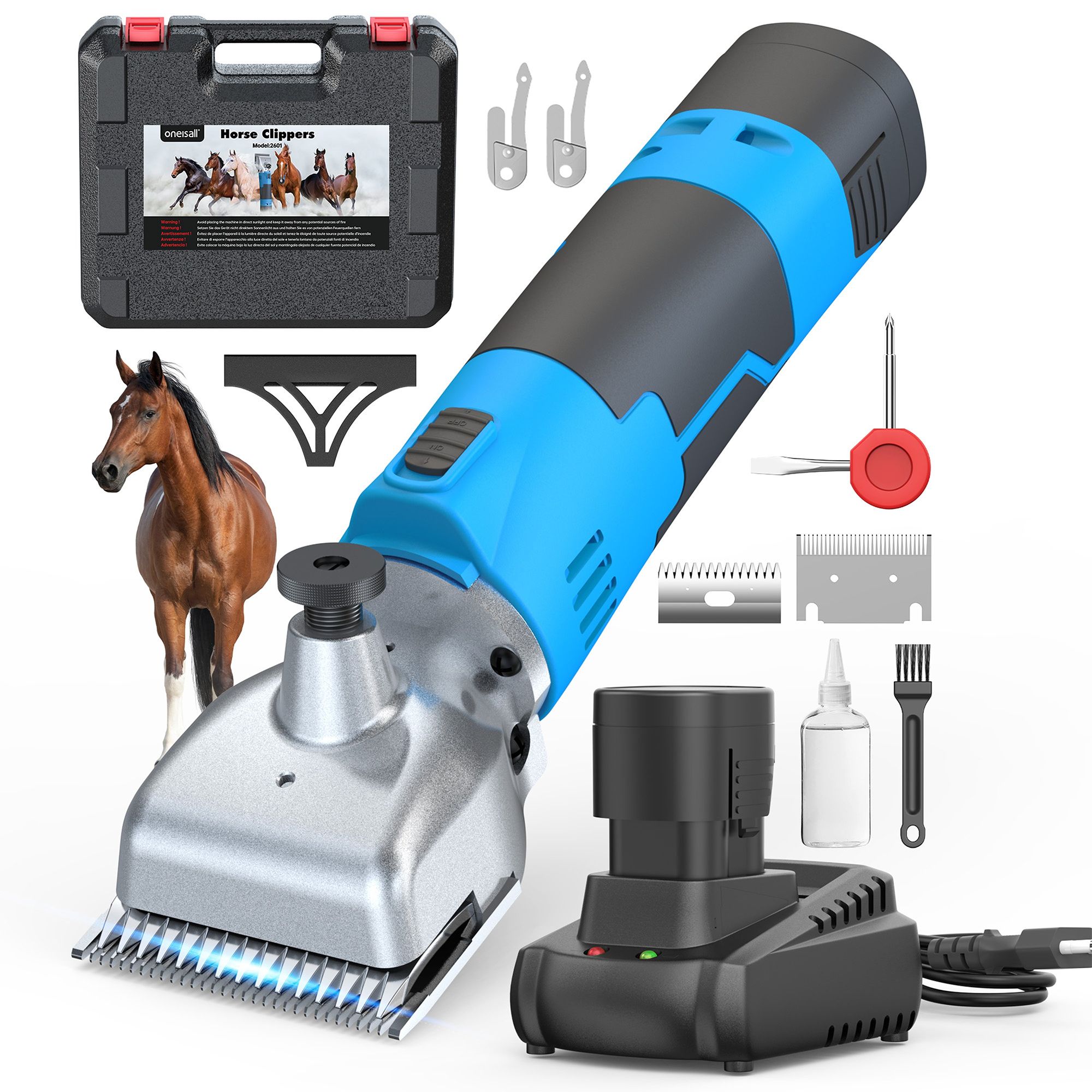 Oneisall Cordless All-in-One Horse Grooming Clippers W/ 4-Hour
