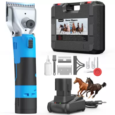 Oneisall Cordless All-in-One Horse Grooming Clippers W/ 4-Hour Battery Life & Spare Battery, Blue - Image 2