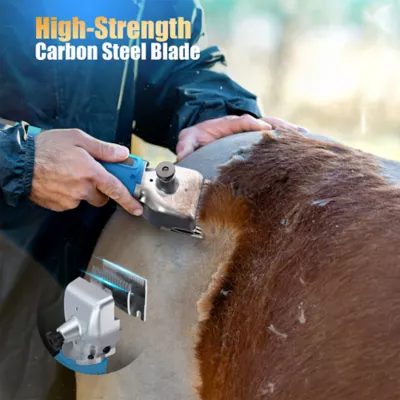 Oneisall Cordless All-in-One Horse Grooming Clippers W/ 4-Hour Battery Life & Spare Battery, Blue - Image 6