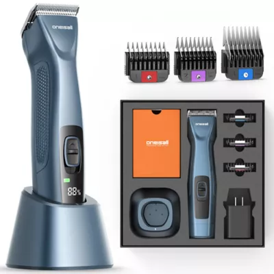 Oneisall Cordless Professional Dog Grooming Clippers W/ Premium High Carbon Steel Blades, Blue - Image 1