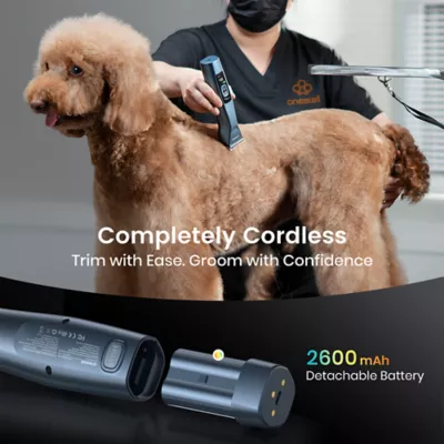 Oneisall Cordless Professional Dog Grooming Clippers W/ Premium High Carbon Steel Blades, Blue - Image 6