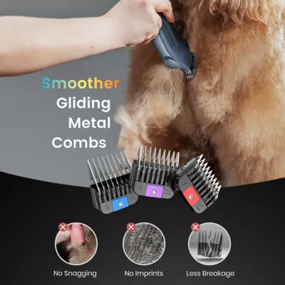 Oneisall Cordless Professional Dog Grooming Clippers W/ Premium High Carbon Steel Blades, Blue - Image 8