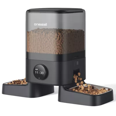 Oneisall 5 Liter Automatic Cat Feeder For Multi-Cat Households W/ Dual Power Supply, Black - Image 1