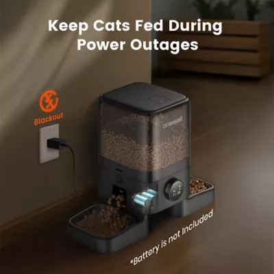 Oneisall 5 Liter Automatic Cat Feeder For Multi-Cat Households W/ Dual Power Supply, Black - Image 8
