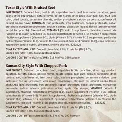 Merrick Wet Dog Food Variety Pack - Texas Style Braised Beef & Kansas City Style Chopped Pork, Sauce - Image 3