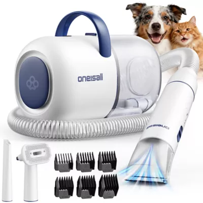 Oneisall 6-in-1 Dog Grooming Vacuum Kit W/ 1500PA Suction Power & Quiet Mode Setting, Blue - Image 1