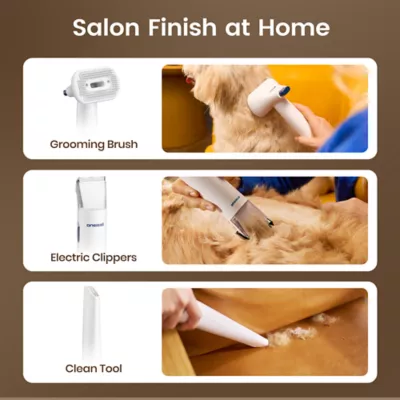 Oneisall 6-in-1 Dog Grooming Vacuum Kit W/ 1500PA Suction Power & Quiet Mode Setting, Blue - Image 5