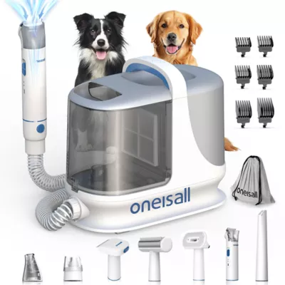 Oneisall 7-in-1 Dog Grooming Vaccum Kit W/ 1300PA Suction Power & 3 Liter Capacity, White - Image 1