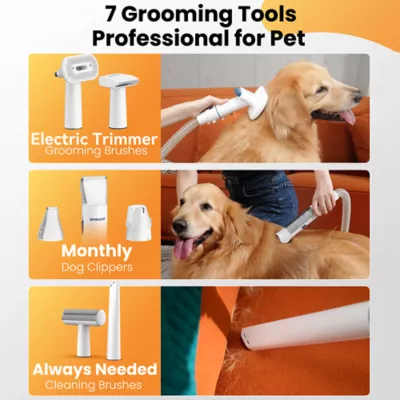 Oneisall 7-in-1 Dog Grooming Vaccum Kit W/ 1300PA Suction Power & 3 Liter Capacity, White - Image 3