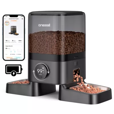 Oniesall 5L Automatic Cat Feeder For Multi-Cat Households W/ Dual Power Supply & App Control, Black - Image 1