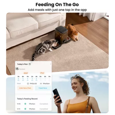 Oniesall 5L Automatic Cat Feeder For Multi-Cat Households W/ Dual Power Supply & App Control, Black - Image 4