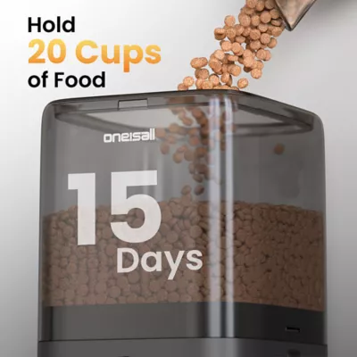 Oniesall 5L Automatic Cat Feeder For Multi-Cat Households W/ Dual Power Supply & App Control, Black - Image 6