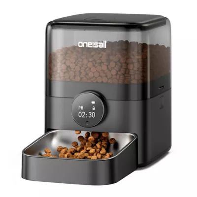 Oneisall 3 Liter Automatic Cat Feeder W/ Anti-Topple Design & Non-Slip Pads, Black - Image 1