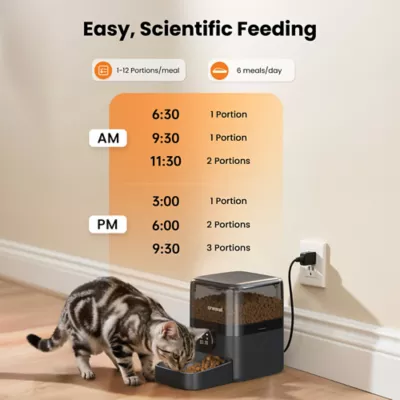 Oneisall 3 Liter Automatic Cat Feeder W/ Anti-Topple Design & Non-Slip Pads, Black - Image 2